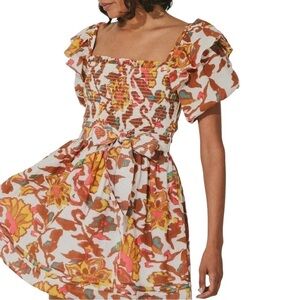 CLEOBELLA Shea Delfina Floral Ruffle Puff Sleeve Mini Dress